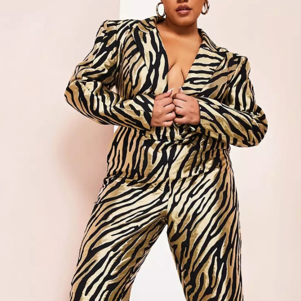 ASOS LUXE Curve zebra jumpsuit, US14